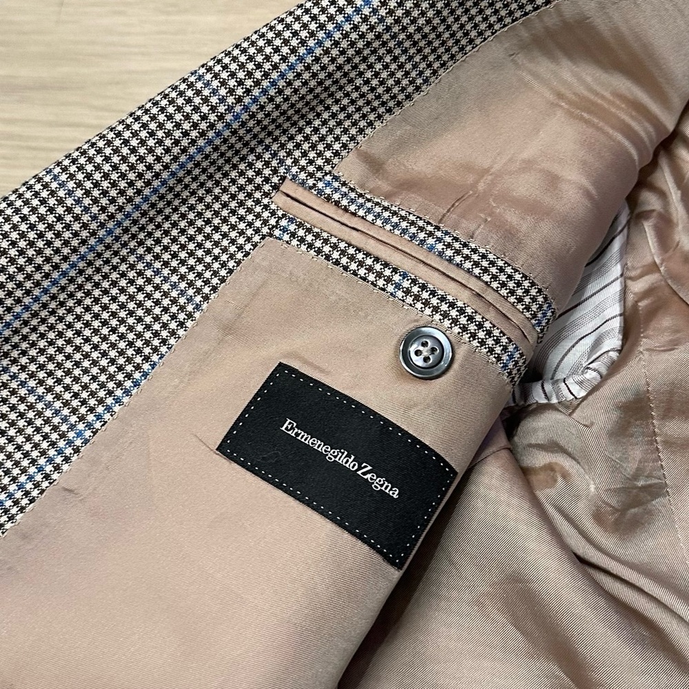 LIKE NEW Ermenegildo Zegna Men’s Houndstooth Wool Angora Blazer Suit Jacket - Picture 5 of 5